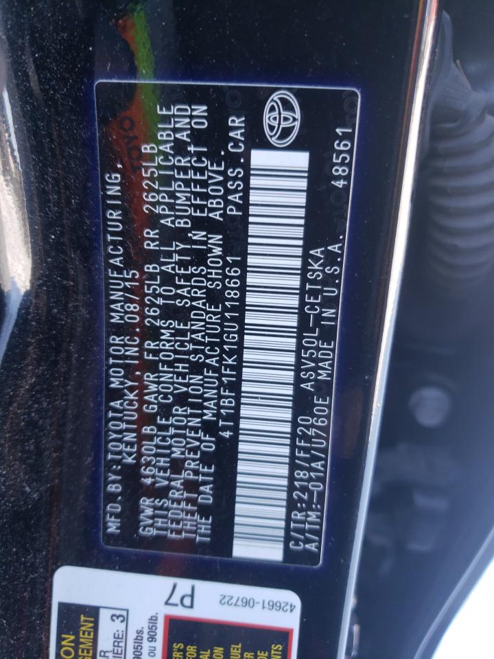 Photo 10 from auction – 2016 TOYOTA CAMRY LE with VIN 4T1BF1FK1GU118661