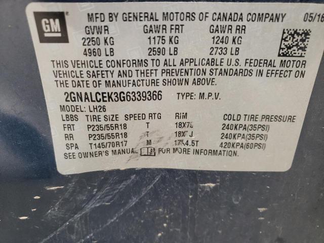 Photo 10 from auction – 2016 CHEVROLET EQUINOX LT with VIN 2GNALCEK3G6339366