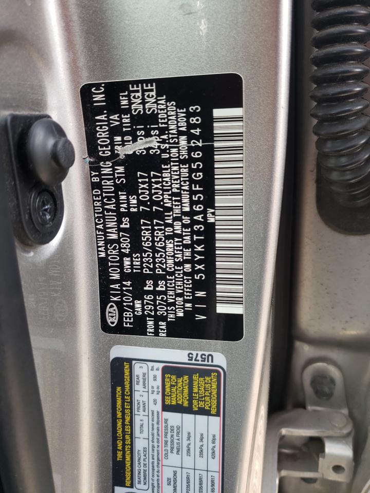 Photo 10 from auction – 2015 KIA SORENTO with VIN 5XYKT3A65FG562483