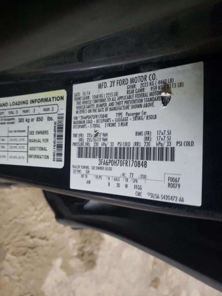 Photo 10 from auction – 2015 FORD FUSION SE with VIN 3FA6P0H70FR170848