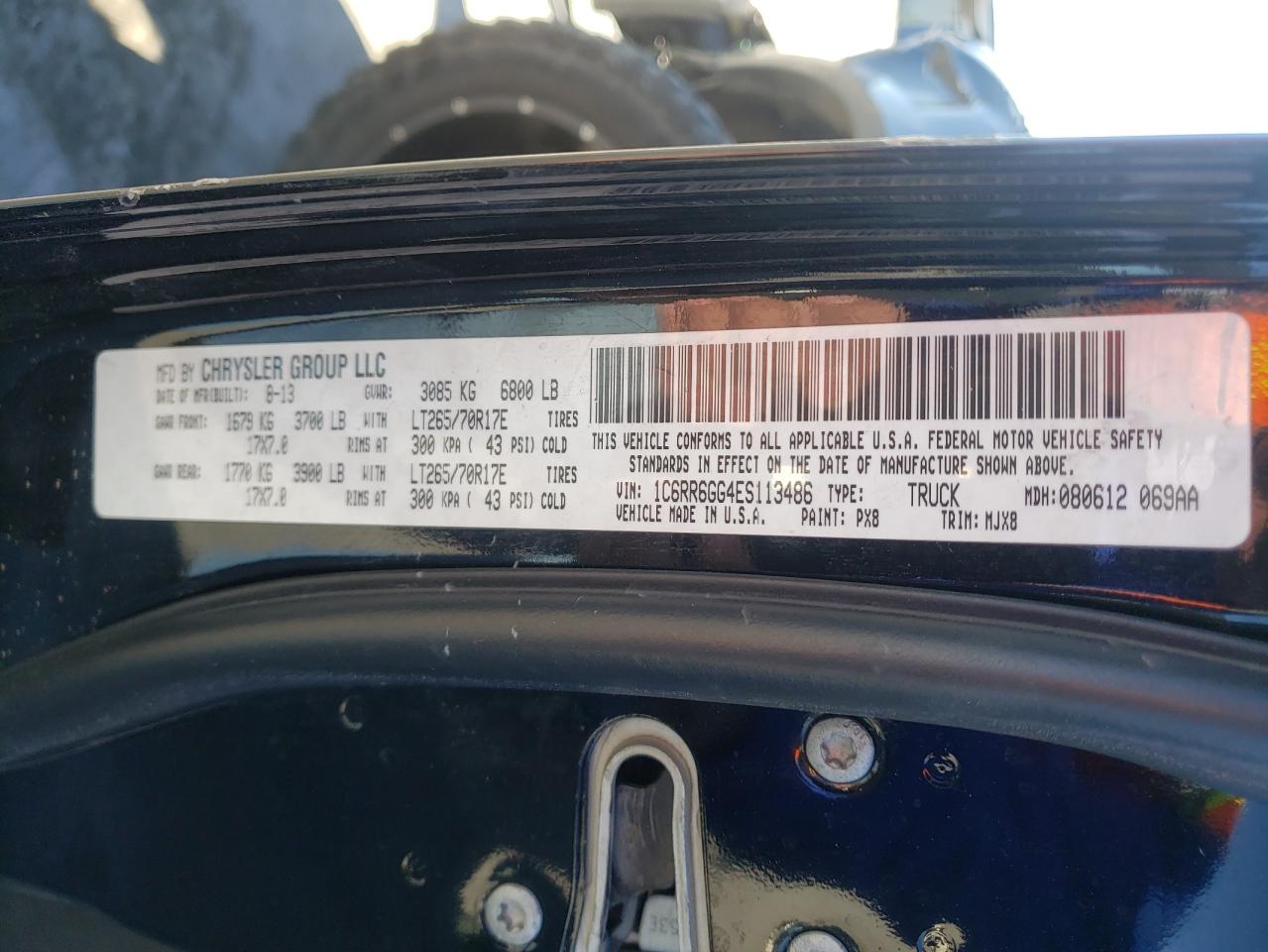 Photo 10 from auction – 2014 RAM 1500 SLT with VIN 1C6RR6GG4ES113486