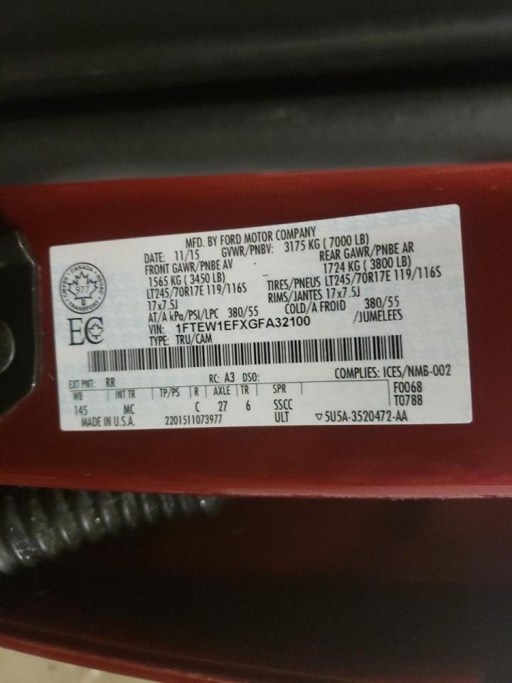 Photo 10 from auction – 2016 FORD F150 SUPER with VIN 1FTEW1EFXGFA32100