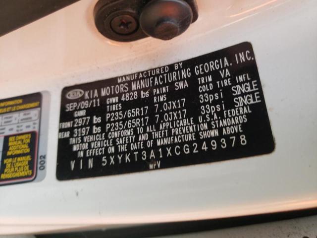 Photo 10 from auction – 2012 KIA SORENTO BA with VIN 5XYKT3A1XCG249378