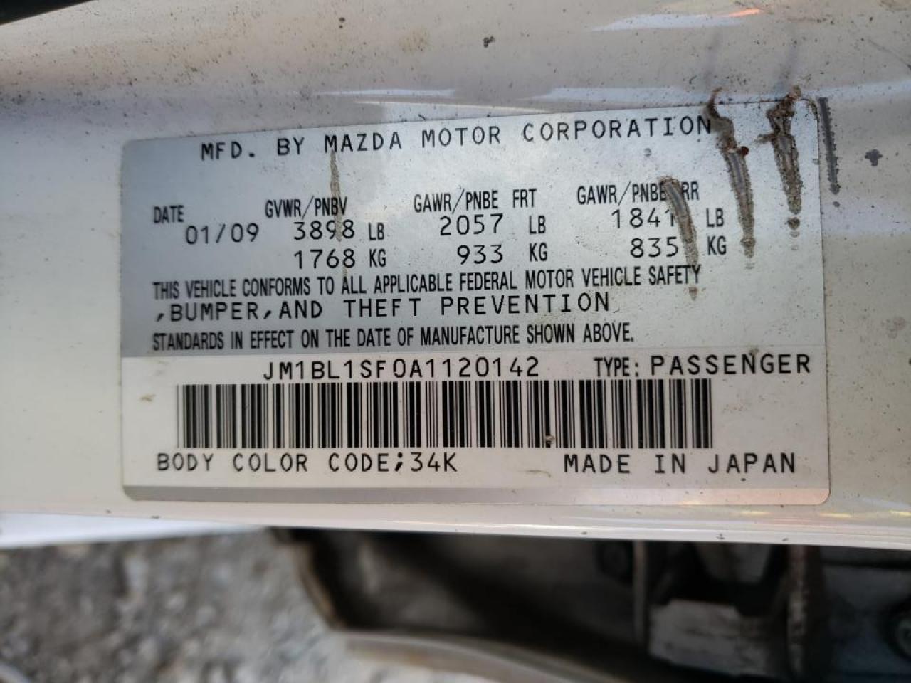 Photo 10 from auction – 2010 MAZDA 3 I with VIN JM1BL1SF0A1120142