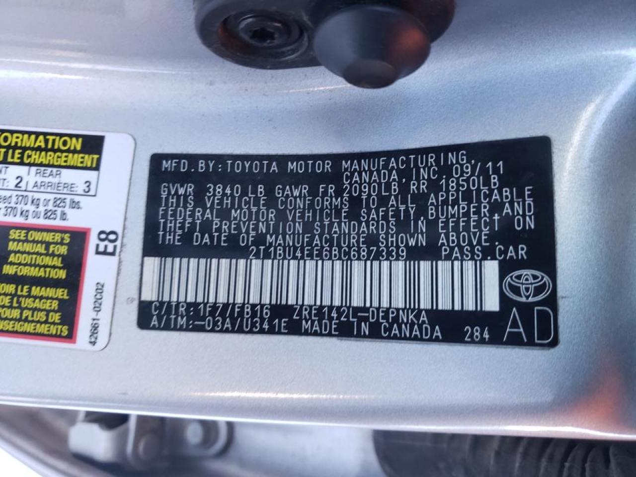Photo 10 from auction – 2011 TOYOTA COROLLA BA with VIN 2T1BU4EE6BC687339
