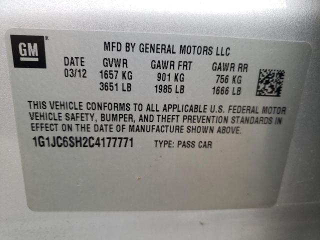 Foto 10 de la subasta – 2012 CHEVROLET SONIC LT con VIN 1G1JC6SH2C4177771
