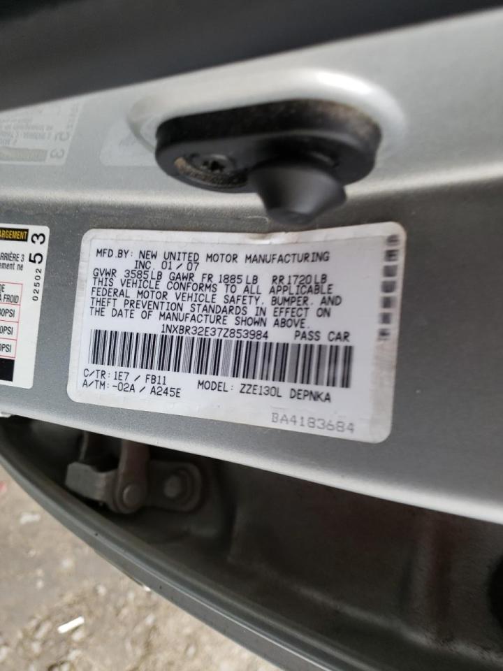 Photo 10 from auction – 2007 TOYOTA COROLLA CE with VIN 1NXBR32E37Z853984