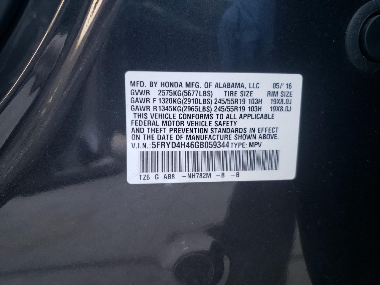 Zdjęcie 10 z aukcji – 2016 ACURA MDX TECHNO z VIN 5FRYD4H46GB059344