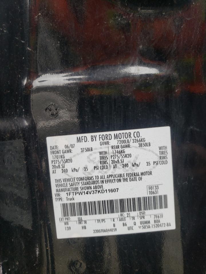 Photo 10 from auction – 2007 FORD F150 SUPER with VIN 1FTPW14V37KD11607