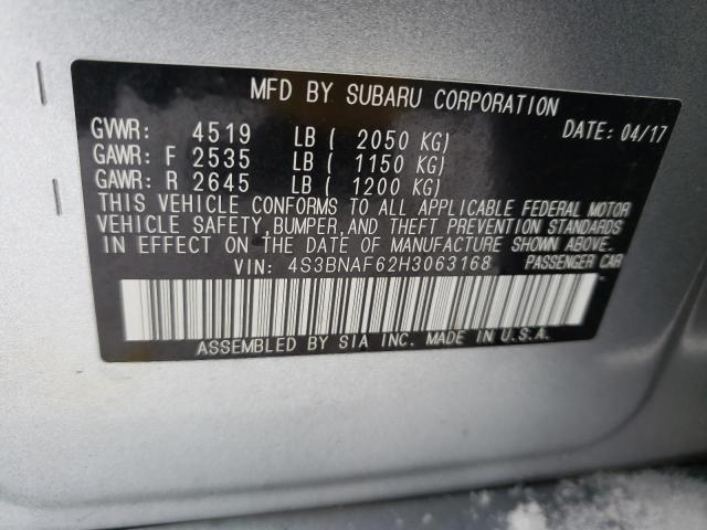 Photo 10 from auction – 2017 SUBARU LEGACY 2.5 with VIN 4S3BNAF62H3063168