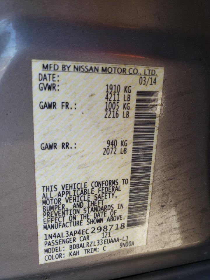 Photo 10 from auction – 2014 NISSAN ALTIMA 2.5 with VIN 1N4AL3AP4EC298718