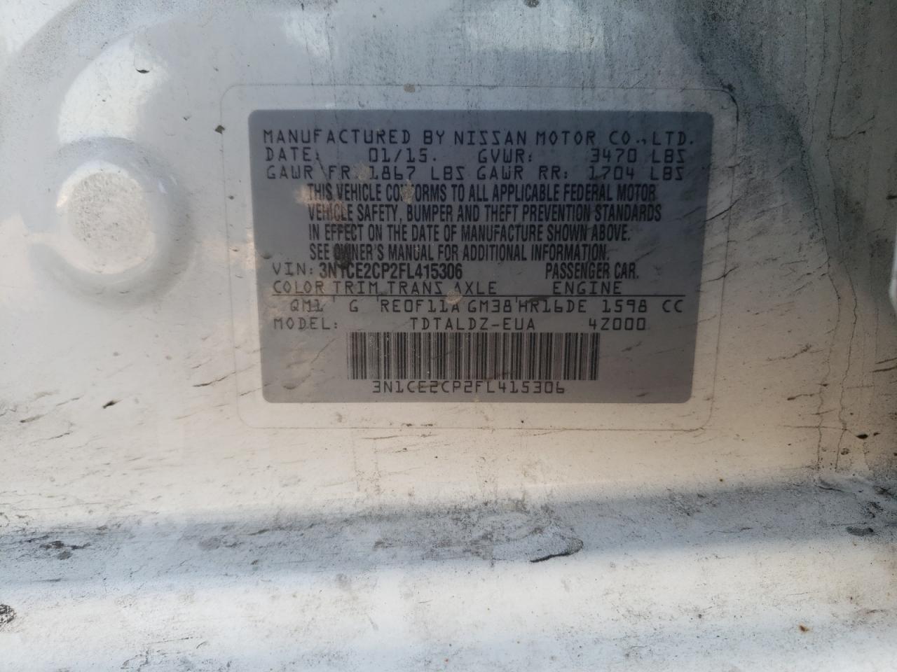 Photo 10 from auction – 2015 NISSAN VERSA NOTE with VIN 3N1CE2CP2FL415306