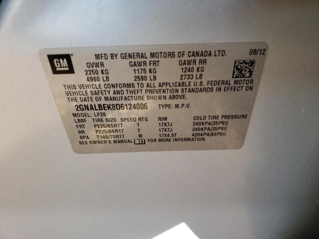 Photo 10 from auction – 2013 CHEVROLET EQUINOX LS with VIN 2GNALBEK8D6124006