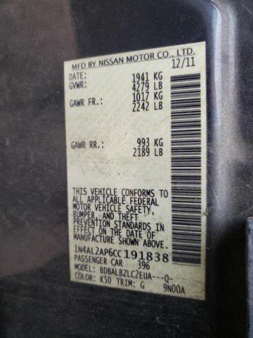 Photo 10 from auction – 2012 NISSAN ALTIMA BAS with VIN 1N4AL2AP6CC191838
