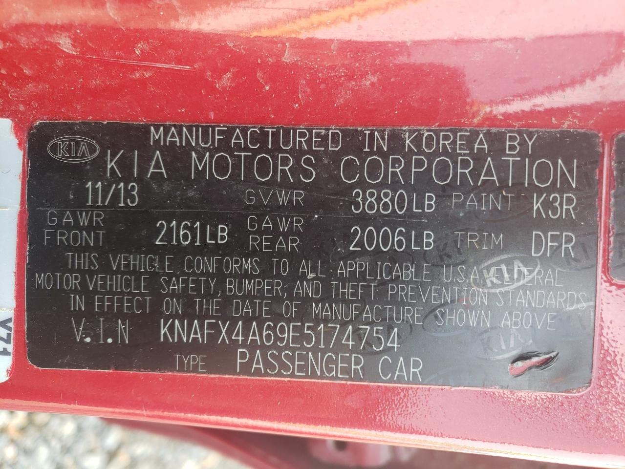 Photo 10 from auction – 2014 KIA FORTE LX with VIN KNAFX4A69E5174754
