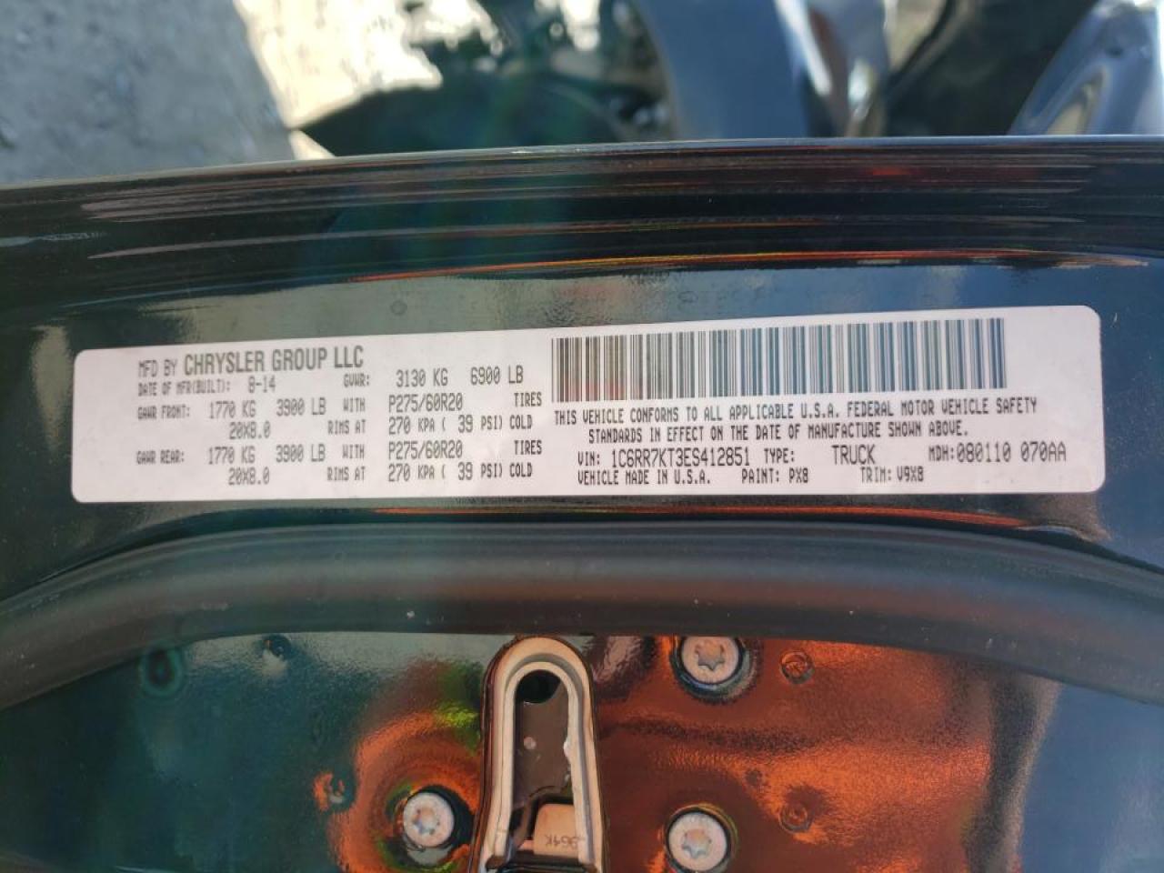 Photo 10 from auction – 2014 RAM 1500 ST with VIN 1C6RR7KT3ES412851