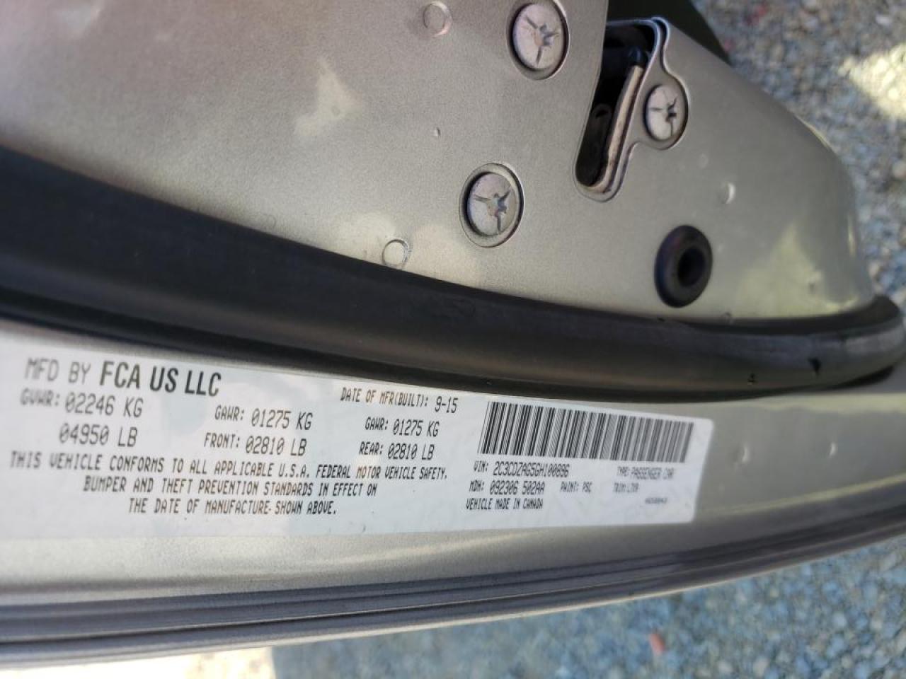 Photo 10 from auction – 2016 DODGE CHALLENGER with VIN 2C3CDZAG5GH100896