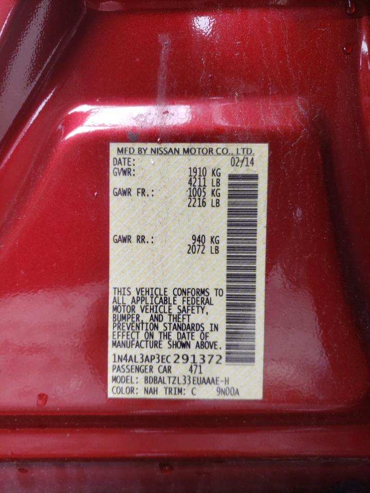 Photo 10 from auction – 2014 NISSAN ALTIMA 2.5 with VIN 1N4AL3AP3EC291372