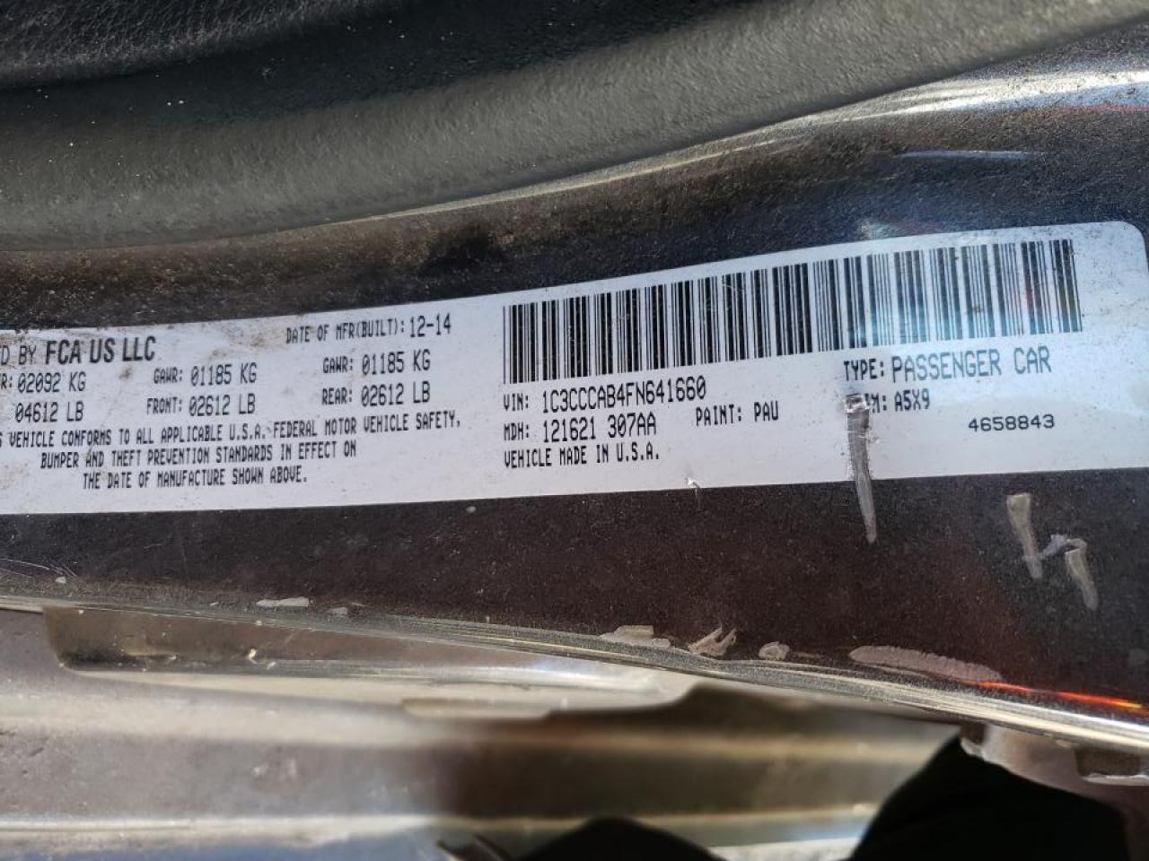 Photo 10 from auction – 2015 CHRYSLER 200 LIMITE with VIN 1C3CCCAB4FN641660
