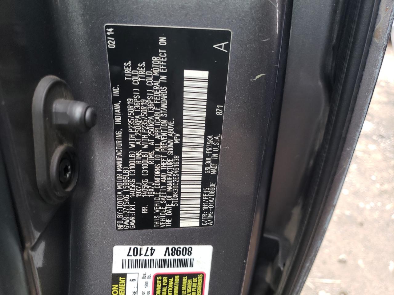 Photo 10 from auction – 2014 TOYOTA SIENNA SPO with VIN 5TDXK3DC2ES461638