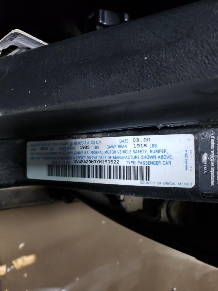 Photo 10 from auction – 2000 VOLKSWAGEN JETTA GLS with VIN 3VWSA29M3YM150522