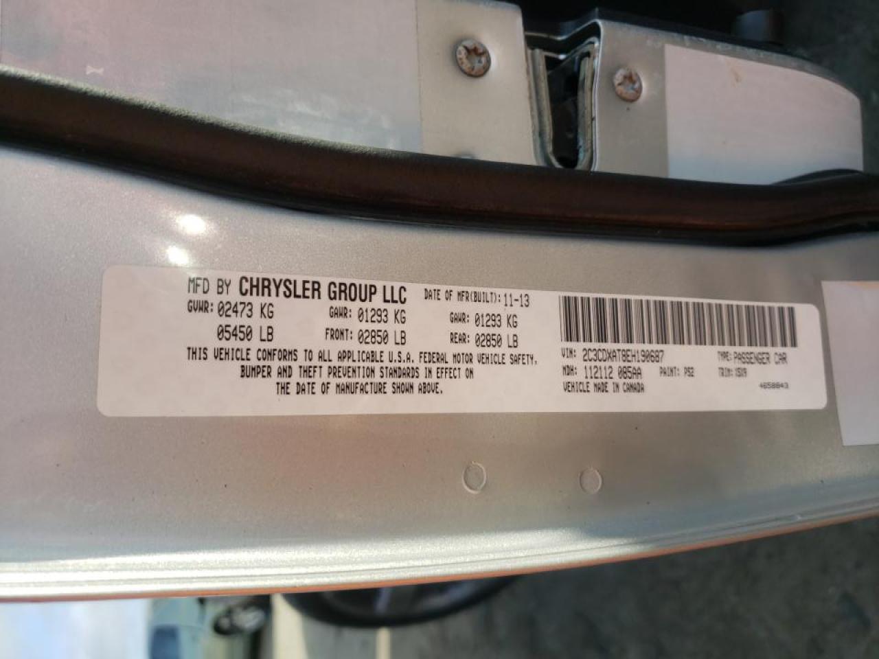 Photo 10 from auction – 2014 DODGE CHARGER PO with VIN 2C3CDXAT8EH190687