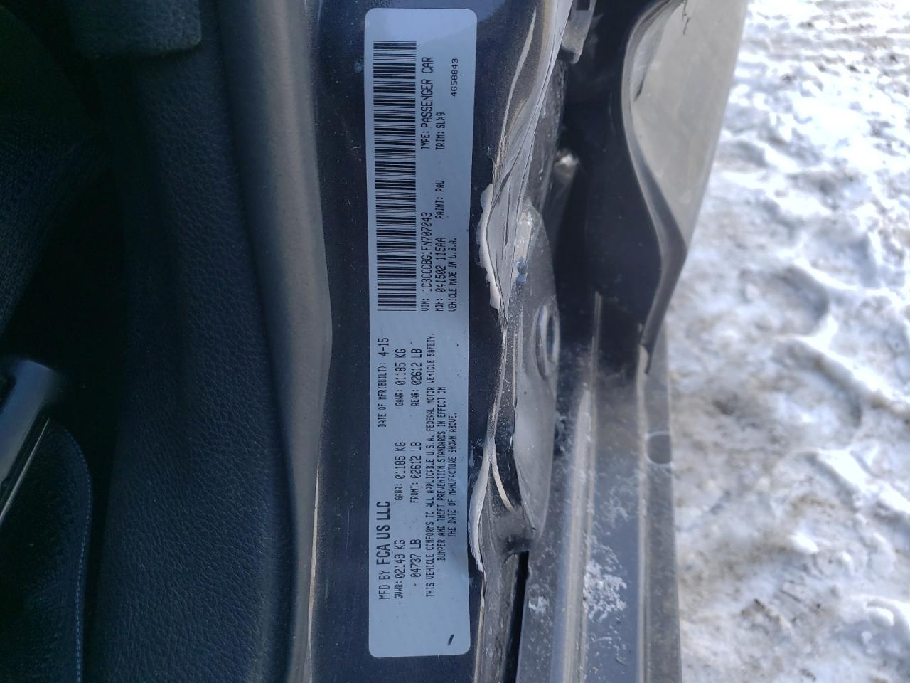 Photo 10 from auction – 2015 CHRYSLER 200 S with VIN 1C3CCCBG1FN707043