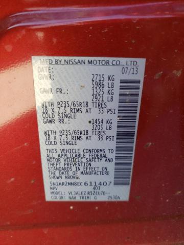 Photo 10 from auction – 2014 NISSAN PATHFINDER with VIN 5N1AR2MN8EC611407