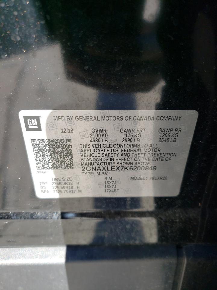 Photo 10 from auction – 2019 CHEVROLET EQUINOX LT with VIN 2GNAXLEX7K6200849