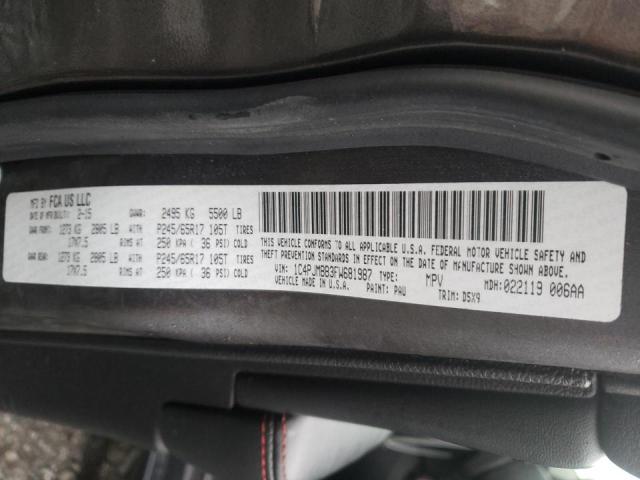 Photo 10 from auction – 2015 JEEP CHEROKEE T with VIN 1C4PJMBB3FW681987