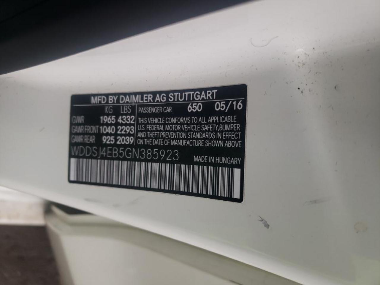 Photo 10 from auction – 2016 MERCEDES-BENZ CLA 250 with VIN WDDSJ4EB5GN385923