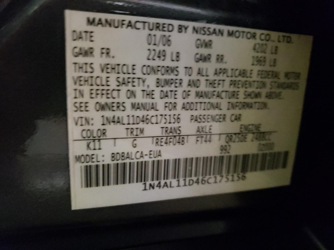 Photo 10 from auction – 2017 NISSAN ALTIMA 2.5 with VIN 1N4AL3AP1HC483815