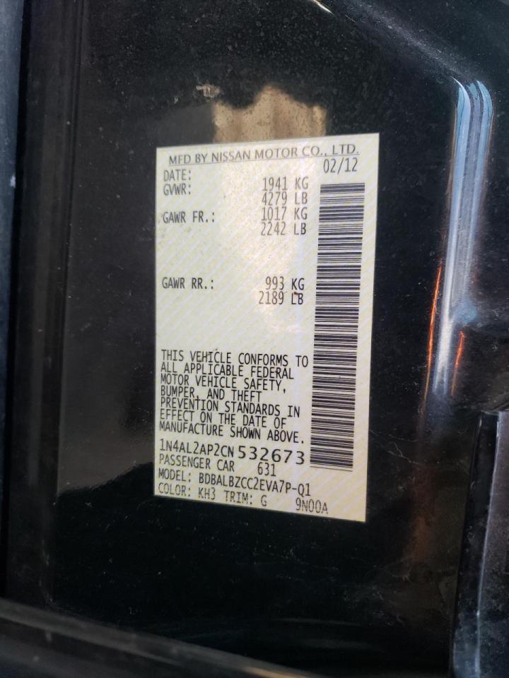Photo 10 from auction – 2012 NISSAN ALTIMA BAS with VIN 1N4AL2AP2CN532673