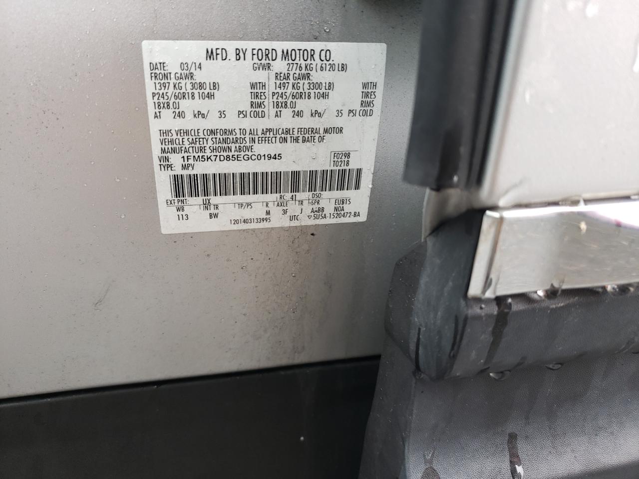 Photo 10 from auction – 2014 FORD EXPLORER X with VIN 1FM5K7D85EGC01945