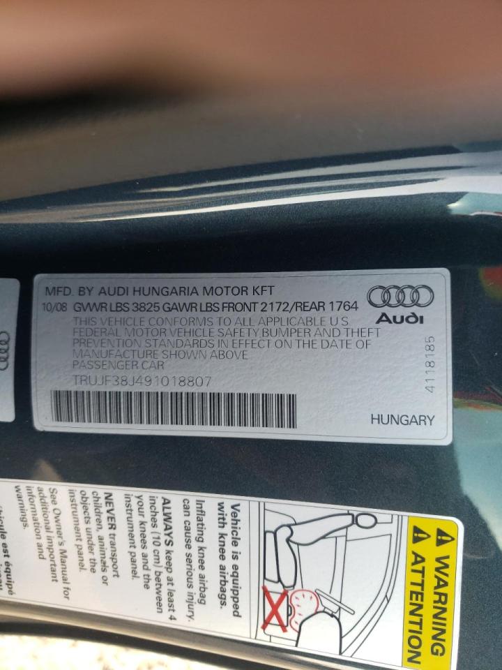 Photo 10 from auction – 2009 AUDI TT with VIN TRUJF38J491018807