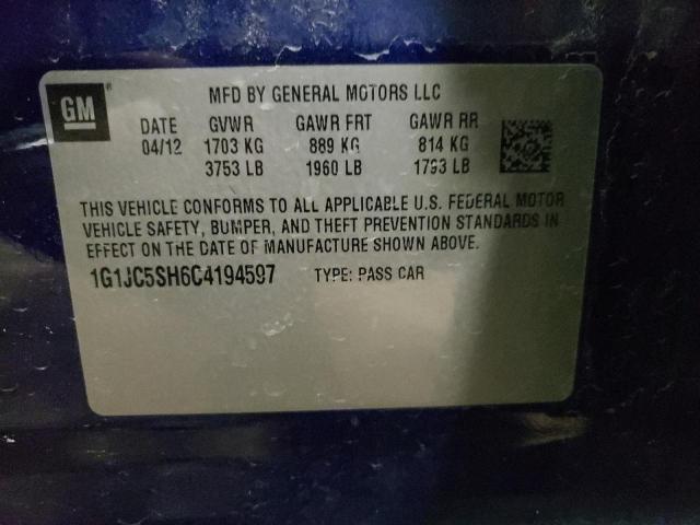 Photo 10 from auction – 2012 CHEVROLET SONIC LT with VIN 1G1JC5SH6C4194597