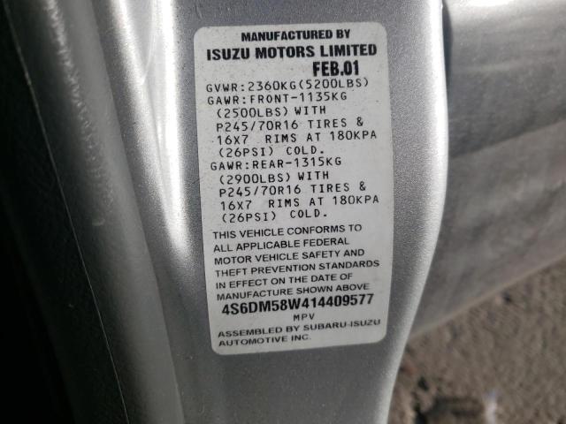 Photo 10 from auction – 2001 HONDA PASSPORT E with VIN 4S6DM58W414409577