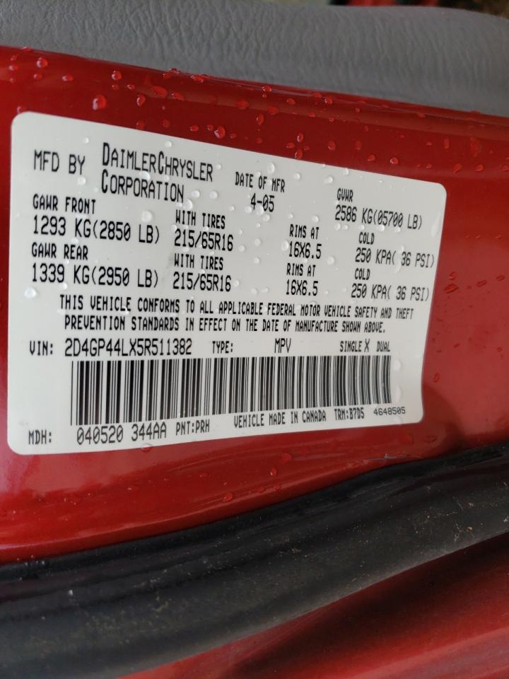 Photo 10 from auction – 2005 DODGE GRAND CARA with VIN 2D4GP44LX5R511382