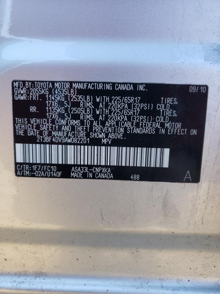 Photo 11 from auction – 2010 TOYOTA RAV4 with VIN 2T3BF4DV9AW082201