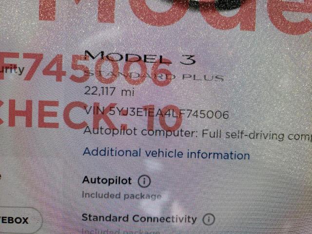 Photo 8 from auction – 2020 TESLA MODEL 3 with VIN 5YJ3E1EA4LF745006