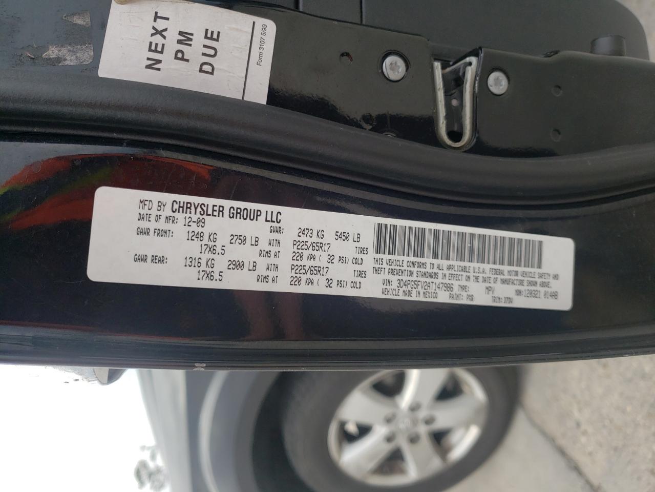 Photo 10 from auction – 2010 DODGE JOURNEY SX with VIN 3D4PG5FV2AT147986