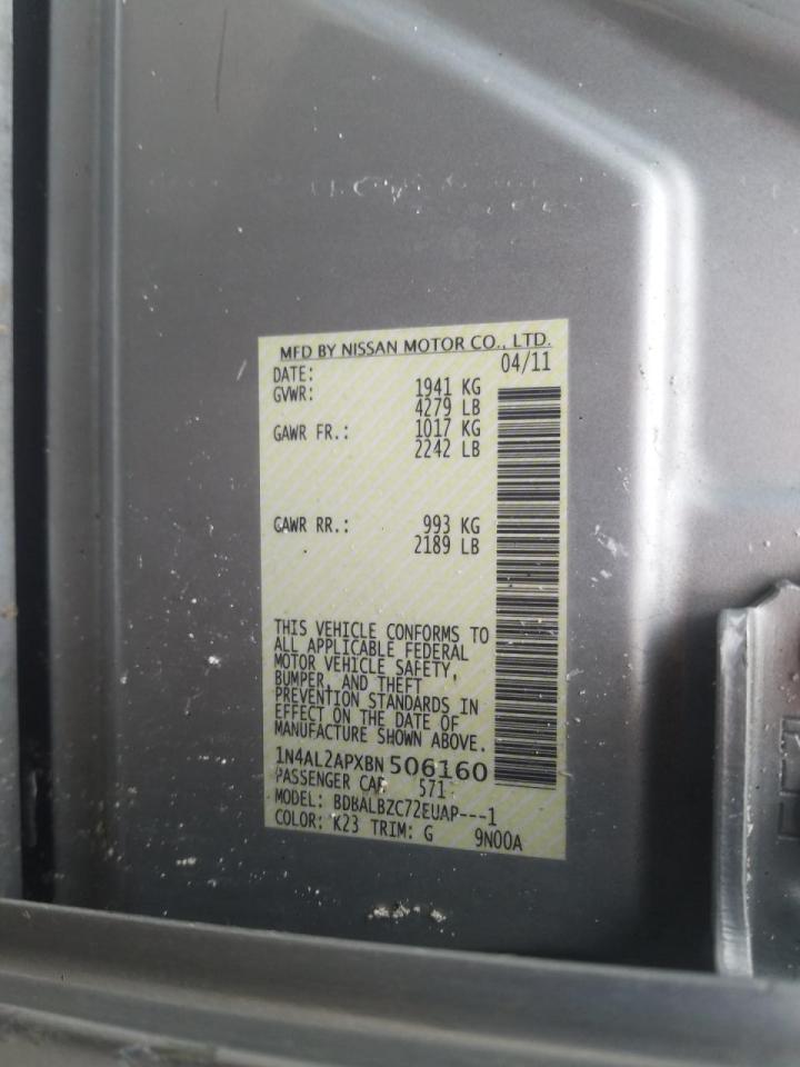 Photo 10 from auction – 2011 NISSAN ALTIMA BAS with VIN 1N4AL2APXBN506160