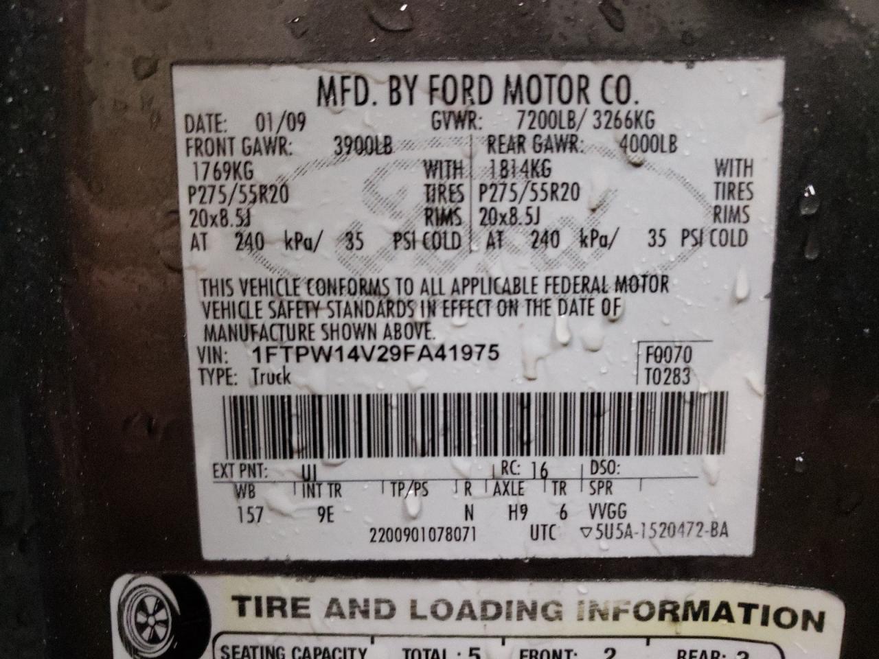 Photo 10 from auction – 2013 FORD F150 SUPER with VIN 1FTFW1ETXDFC11467