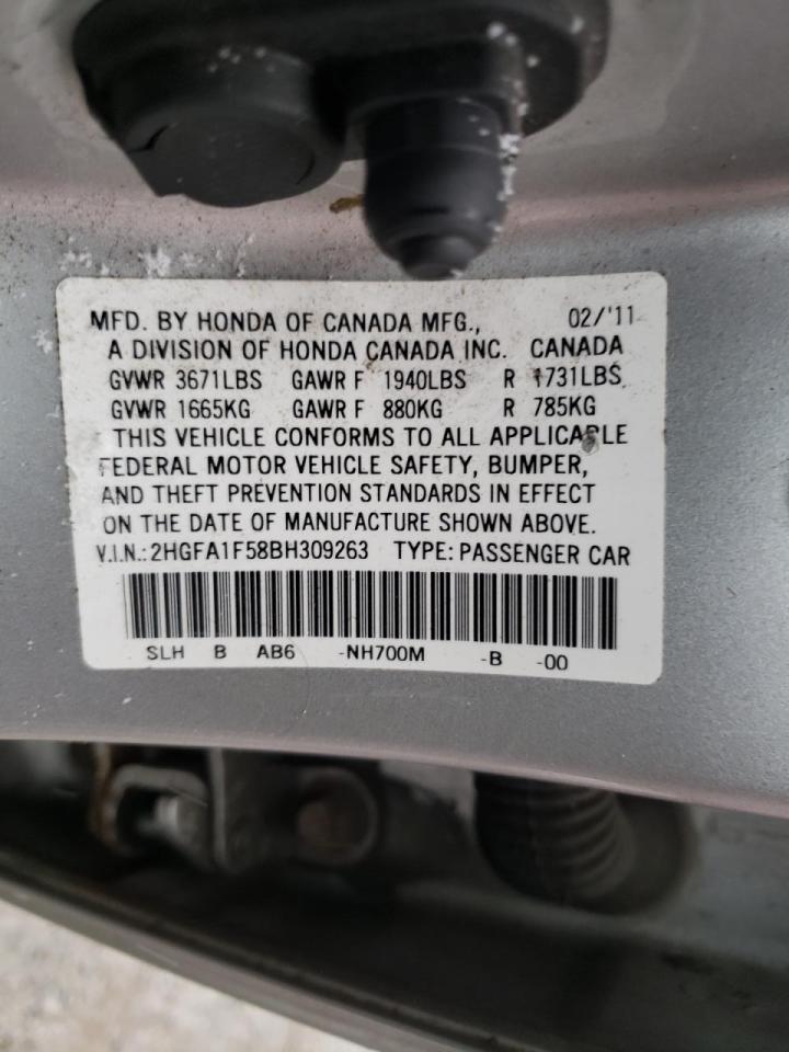 Photo 10 from auction – 2011 HONDA CIVIC LX with VIN 2HGFA1F58BH309263