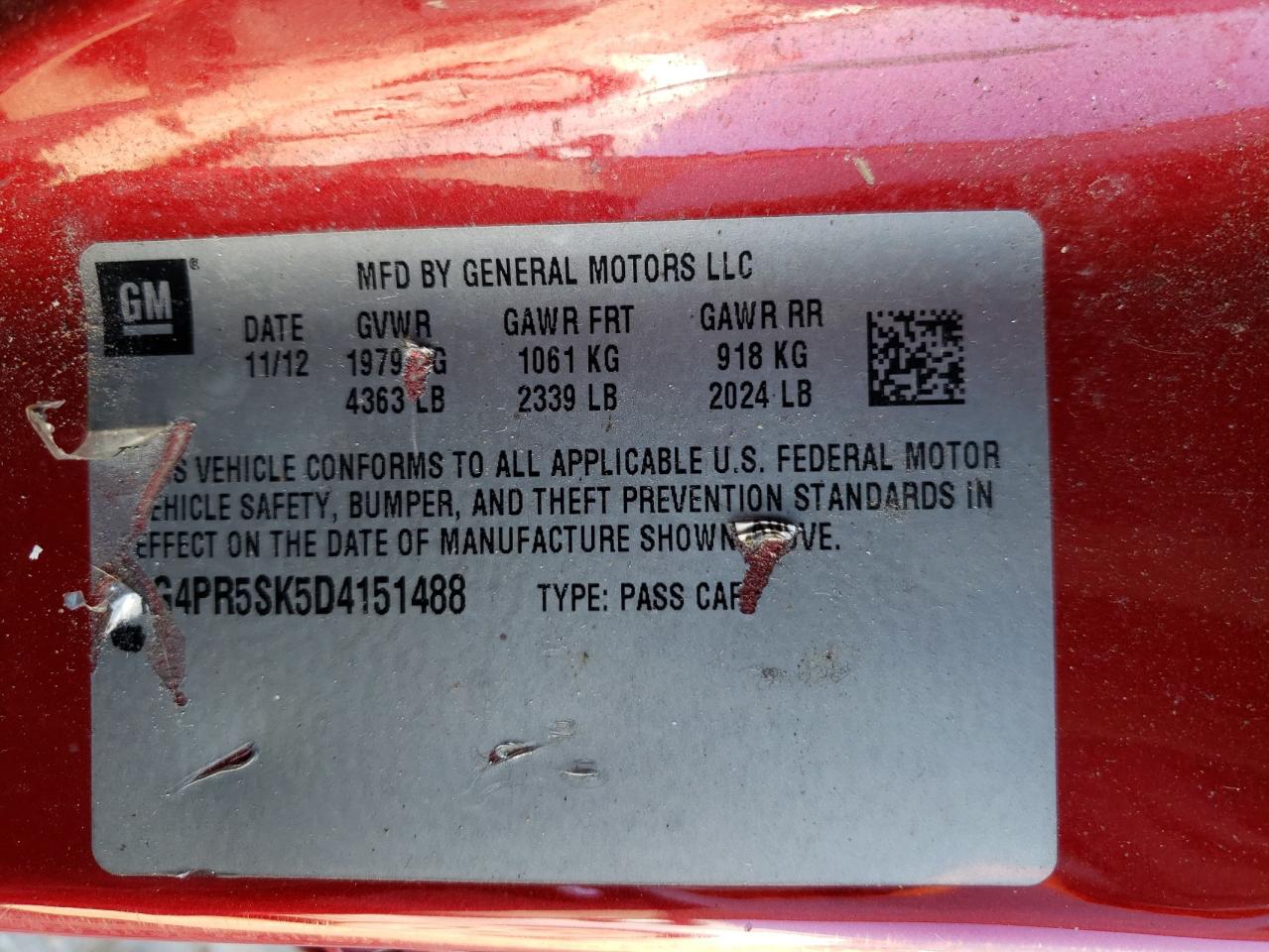 Zdjęcie 10 z aukcji – 2013 BUICK VERANO CON z VIN 1G4PR5SK5D4151488