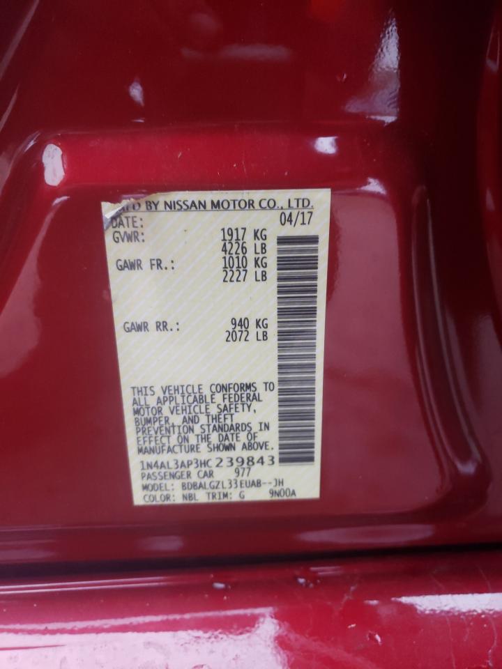 Photo 10 from auction – 2017 NISSAN ALTIMA 2.5 with VIN 1N4AL3AP3HC239843