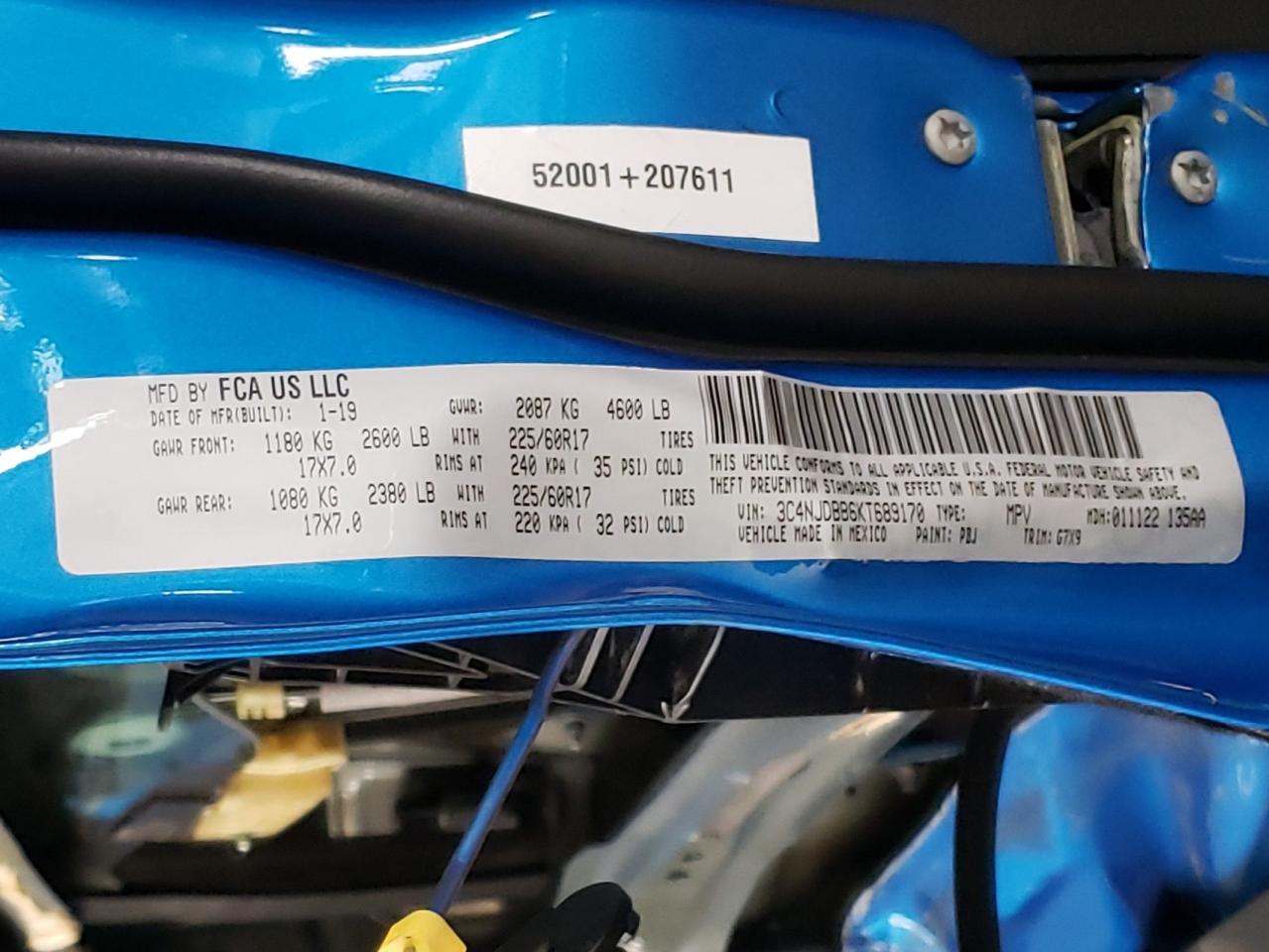 Photo 10 from auction – 2019 JEEP COMPASS LA with VIN 3C4NJDBB6KT689170