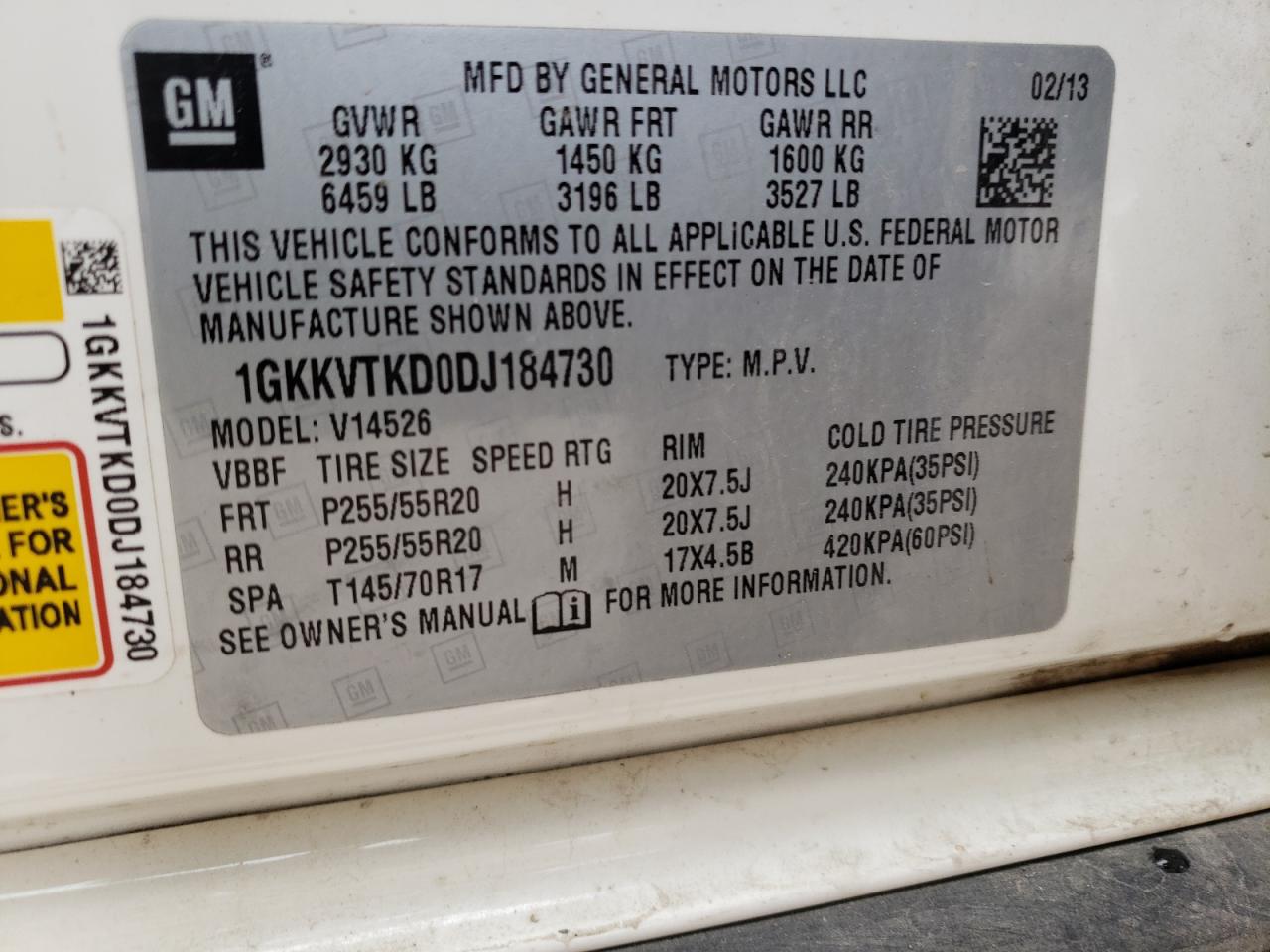 Photo 10 from auction – 2013 GMC ACADIA DEN with VIN 1GKKVTKD0DJ184730