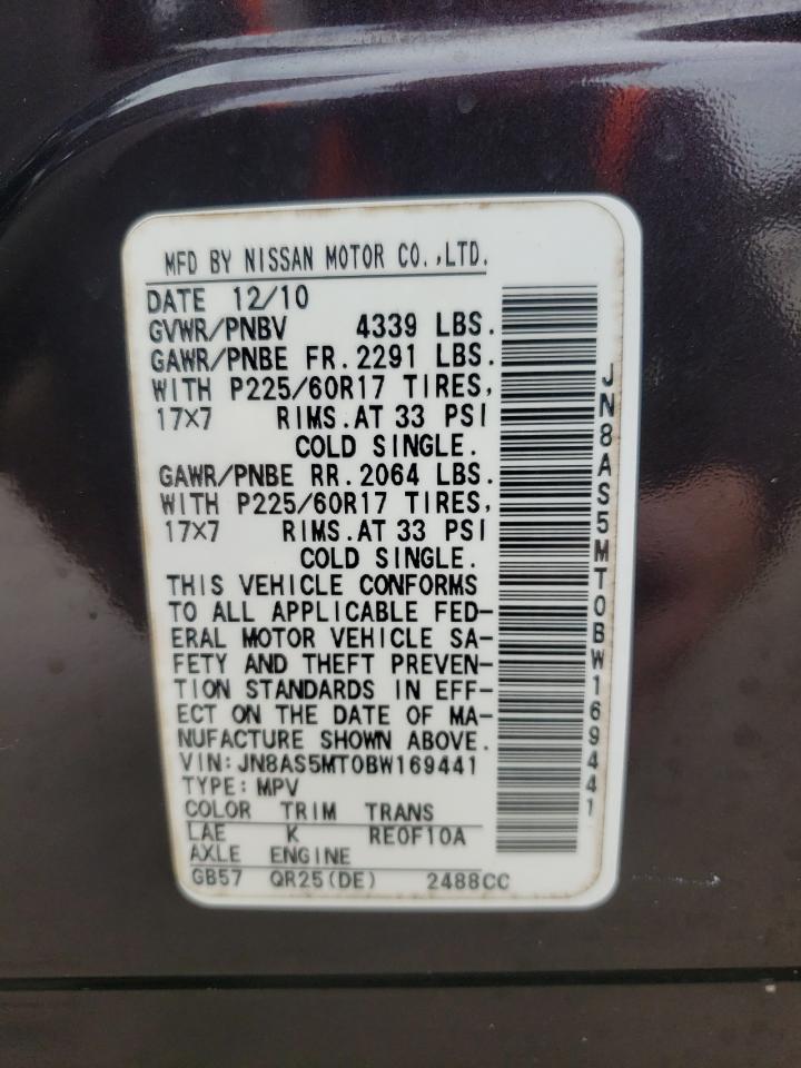 Photo 10 from auction – 2011 NISSAN ROGUE with VIN JN8AS5MT0BW169441