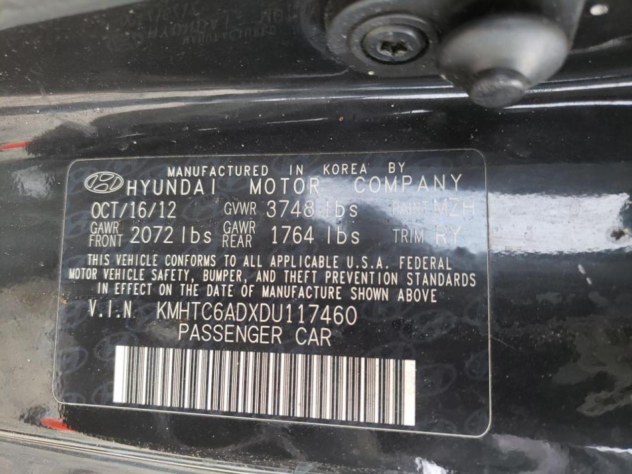 Photo 10 from auction – 2013 HYUNDAI VELOSTER with VIN KMHTC6ADXDU117460